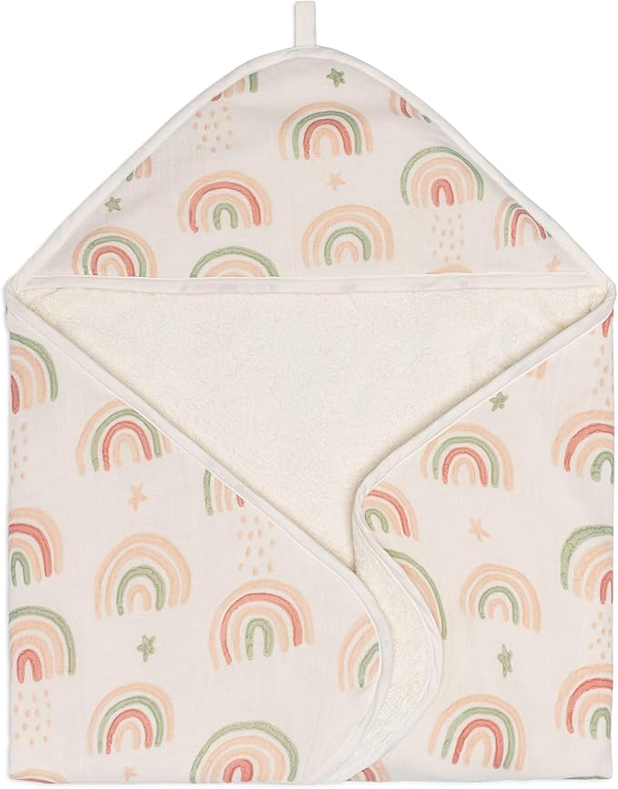 Crane Baby Hooded Towel, 100% Cotton & Terry Cloth Hooded Baby Towels for Boys & Girls, Boho Rainbow, 30" w x 30" h, Hooded Baby Beach Towel, Baby Pool Towel, Baby Bath Towel, Hooded Towels for Baby
