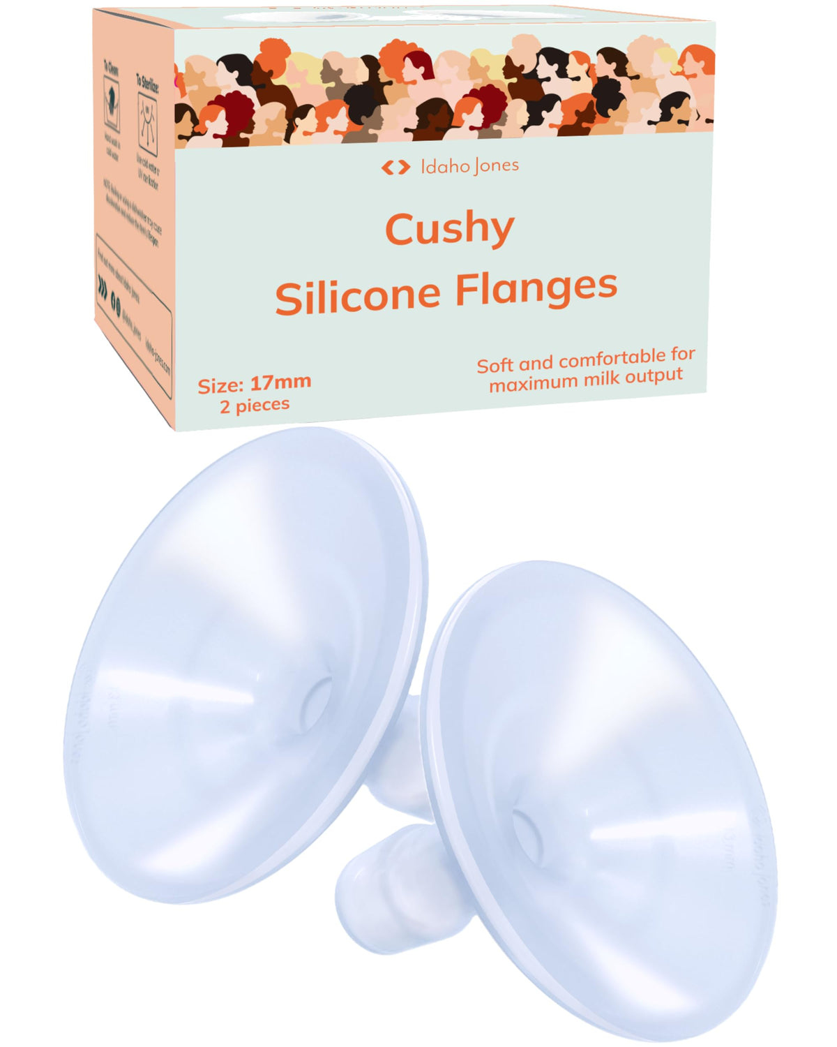 Cushy Silicone Breast Pump Flanges, Breast Shields - 30mm (2 Pack) - Replacement Pump Parts - IBCLC Recommended - Ideal for Elastic Nipples - Fits Medela, Lansinoh - Spectra, Motif Needs Adapter