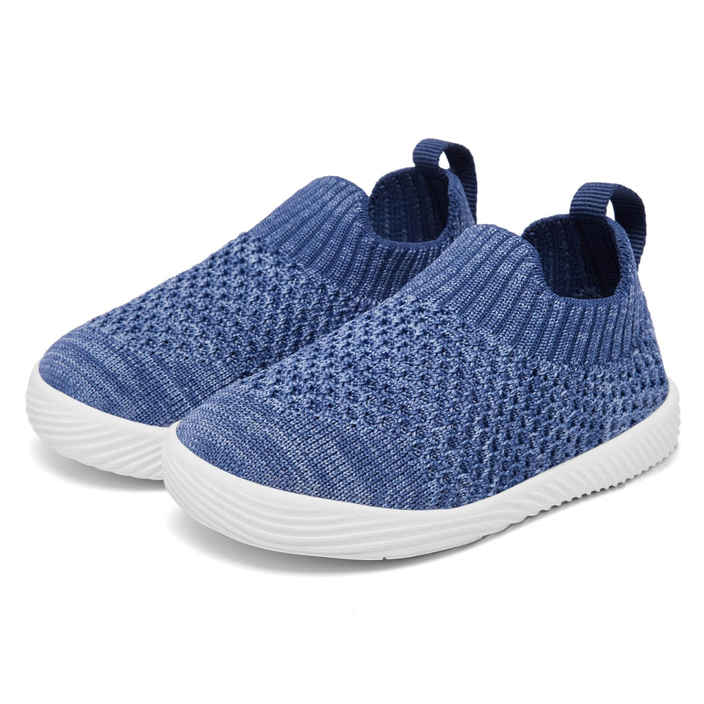 MORENDL Toddler Shoes - Baby Walking Socks - Non-Slip, Breathable - Boys & Girls - Mixed Blue - 6-9 Months
