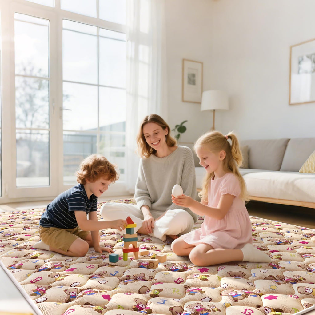Baby Play Mat - 79" X 63",Premium Thicker Foam One-Piece Machine Washable, Extra Large Anti-Slip Soft Cushioning Foam Playmats for Babies and Toddlers, Foldable Baby Crawling Mat for Playpen