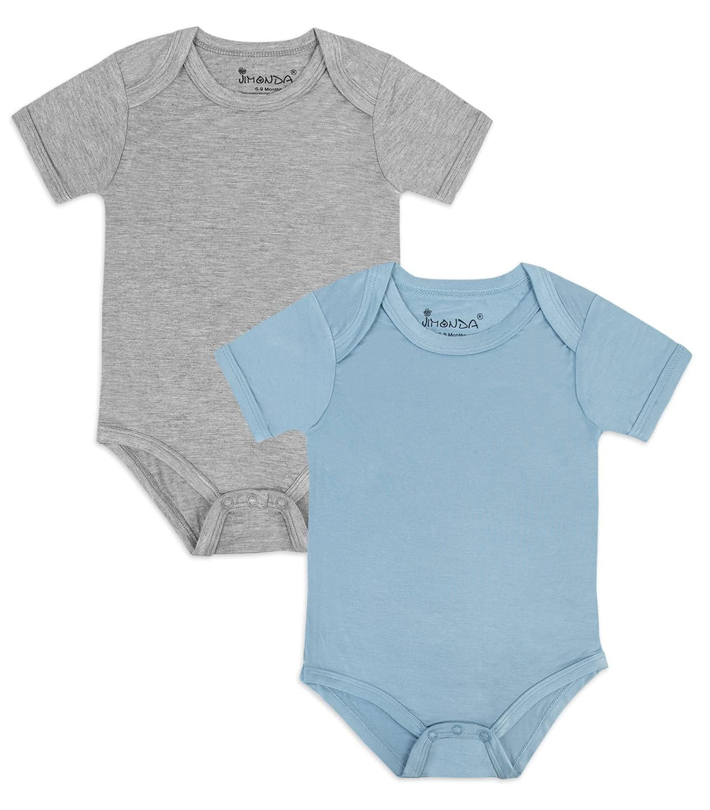 Jimonda Baby Bodysuits Rayon from Bamboo Short Sleeve Baby Boys Girls Rompers Soft Outfits Newborn Clothes (Sakura pollen&Rosered,18-24 Months)