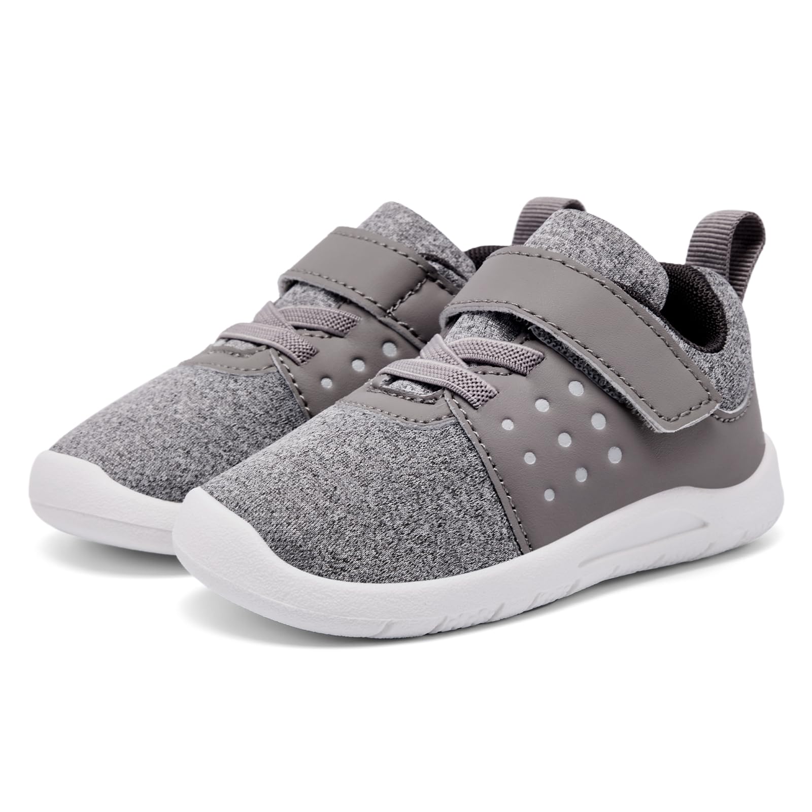 MORENDL Toddler Baby Shoes 0-4 Years Boy Girl Lightweight Breathable Non-Slip Sports Sneakers Running Walking Tennis Barefoot Shoes MixGrey 9-12Months