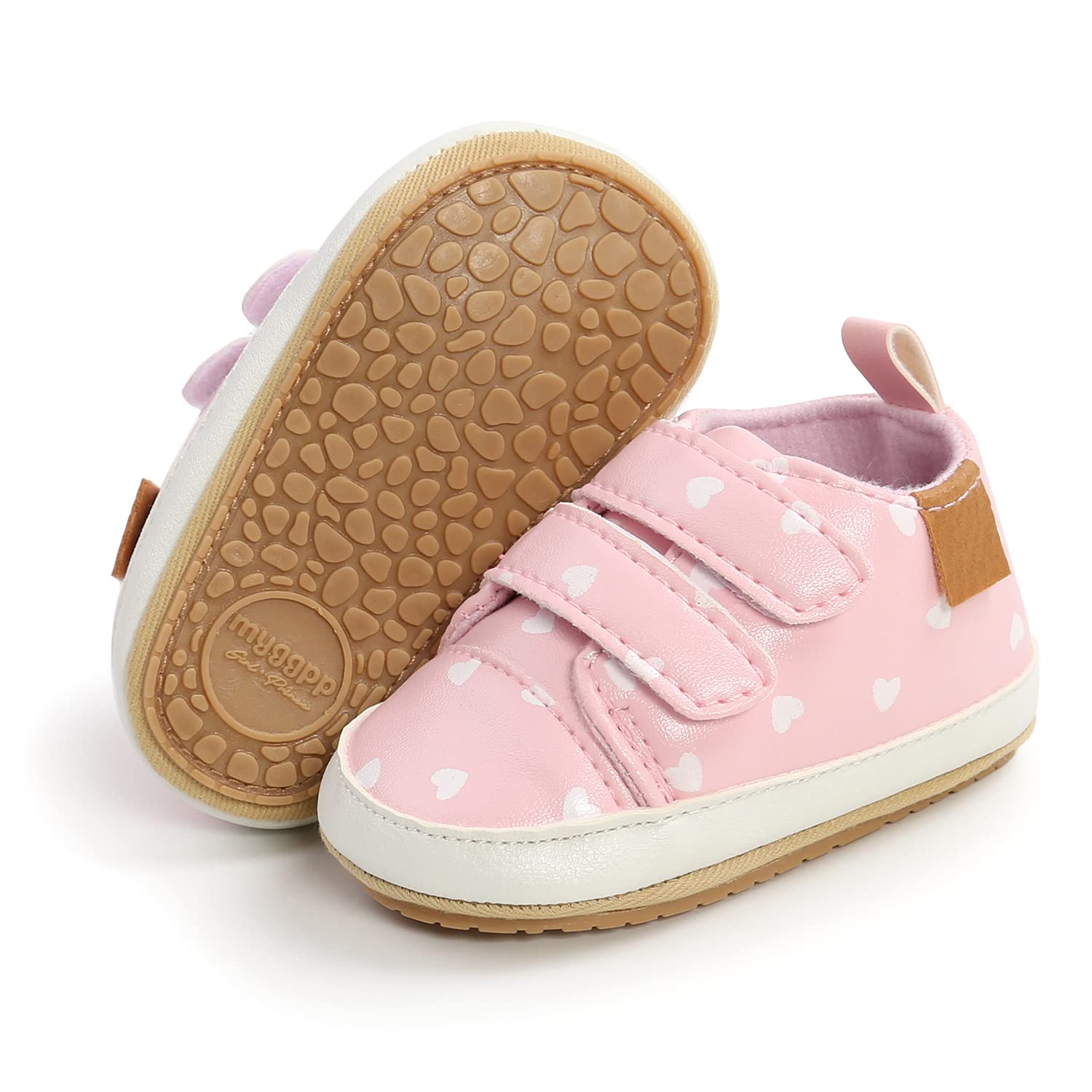 Clowora Baby Boys Girls Shoes Non-Slip Rubber Sole Sneakers Infant First Walking Toddler Crib Shoes Newborn Loafers Flats. (07/Pink,0-6 Months)