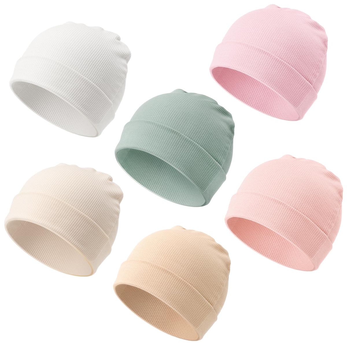 DRESHOW BQUBO 6 Pack Baby Newborn Hats Set for Unisex Infant Newborn Toddler Soft Beanie Hat for Boys Girls 0-6 Months