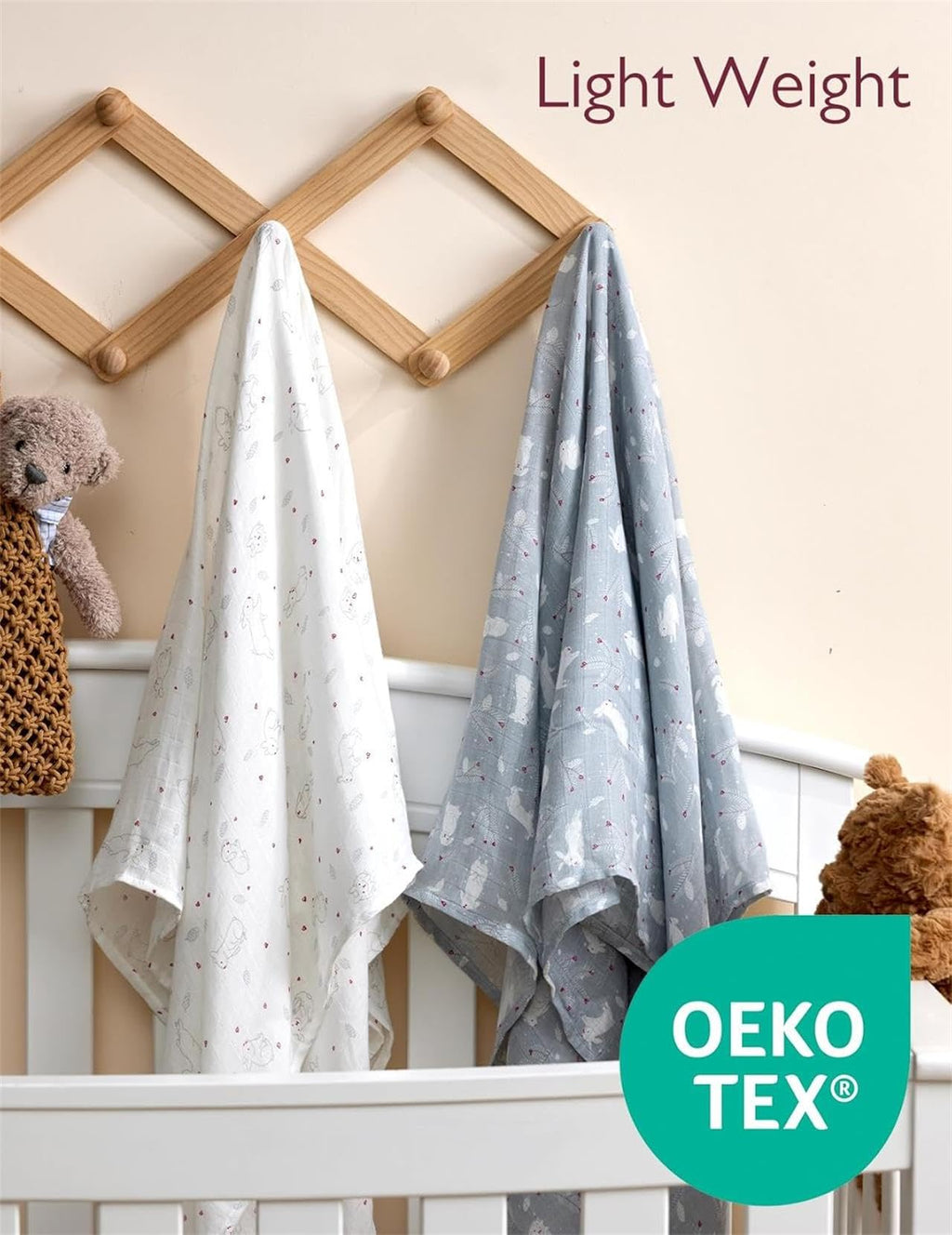 Momcozy Muslin Swaddle Blankets, 4-Pack Breathable and Skin-Friendly Receiving Blankets, Swaddle Blanket Shower Gifts & Baby Registry Essentials, Large 47"x47", Creamy Rabbit