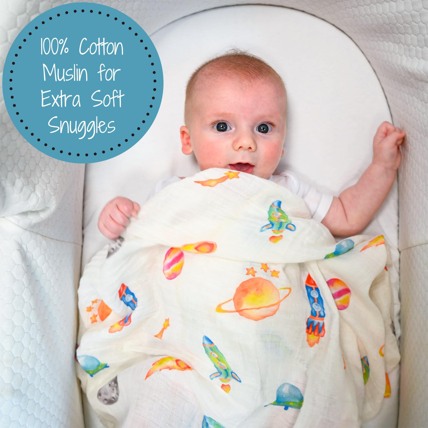 LollyBanks Muslin Swaddle Blankets, 100% Organic Cotton Swaddle Blanket