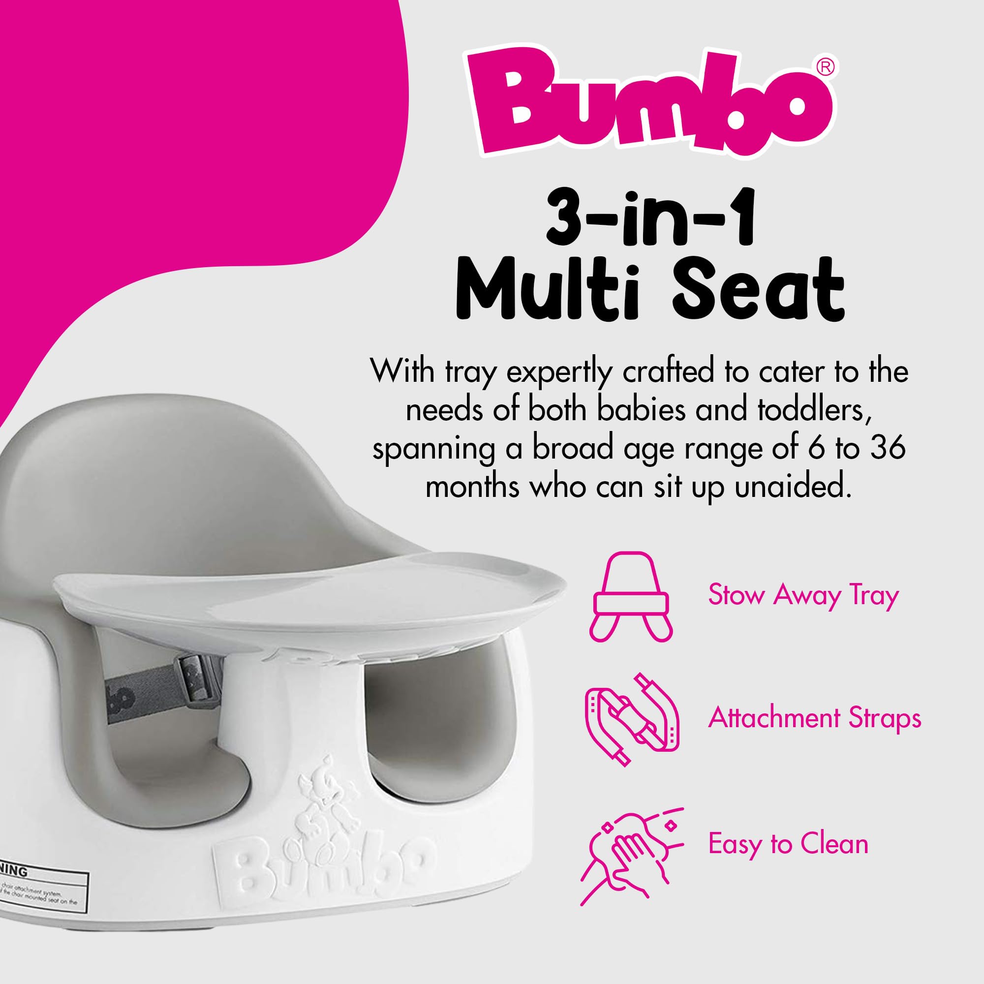 Bumbo 3-in-1 Portable Infant Multi-Seat with Tray, 6 to 36 Months, Monsoon