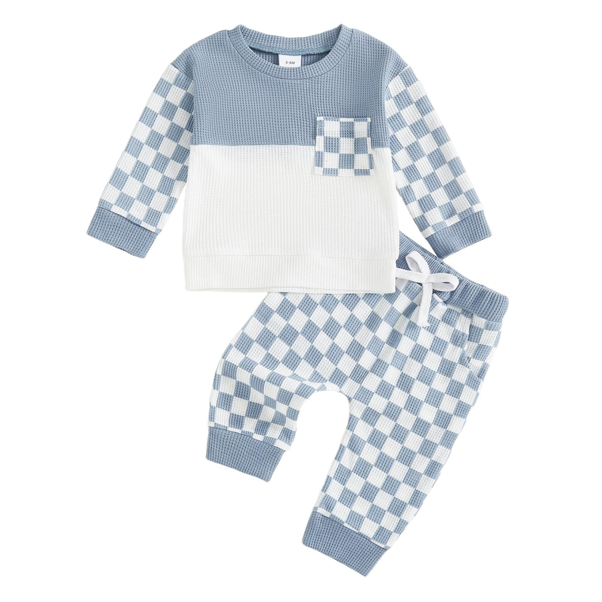 Fufuriprefer Toddler Baby Boy Fall Clothes Waffle outfit Long Sleeve Top Jogger Pant Set (B-Army Green, 12-18 Months)