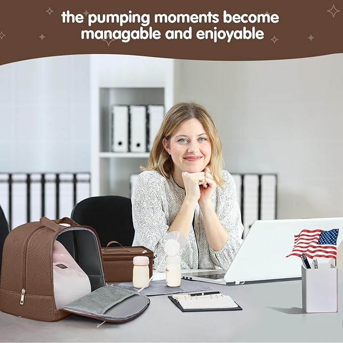 Derbiedersinn Breast Pump Backpack for Working Moms – Spectra Compatible Pump Bag, Waterproof & Spacious with Pockets for Breast Pump, Bottles, and Nursing Essentials – Ideal for Spectra S1/S2, Brown