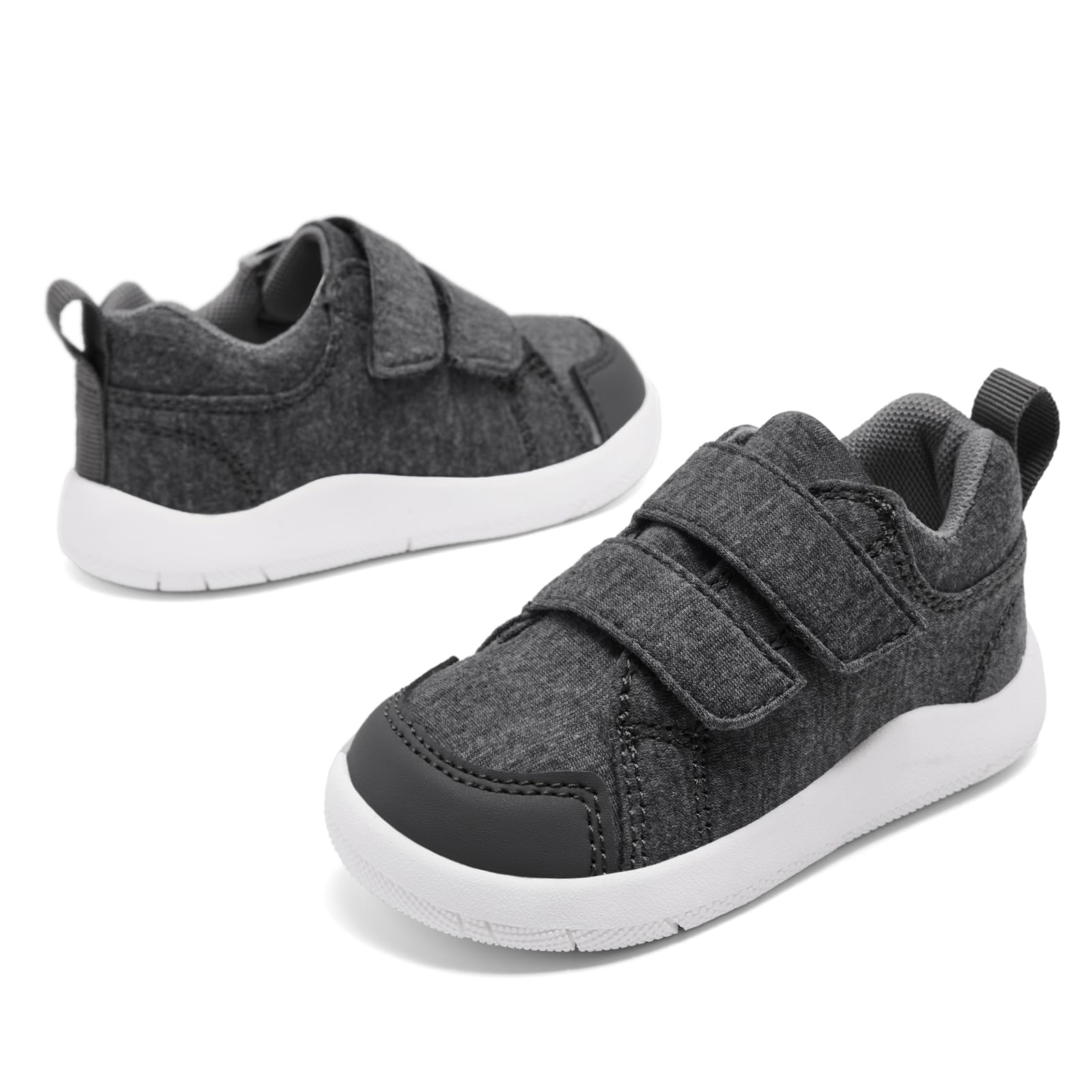 MORENDL Toddler Boy Shoes Baby Wide Toe Box Barefoot Shoes Boys Walking Shoes Non-Slip Minimalist Sneakers Comfort Zero Drop Tennis Outdoor Activities Mix Darkgrey 18-24 Months