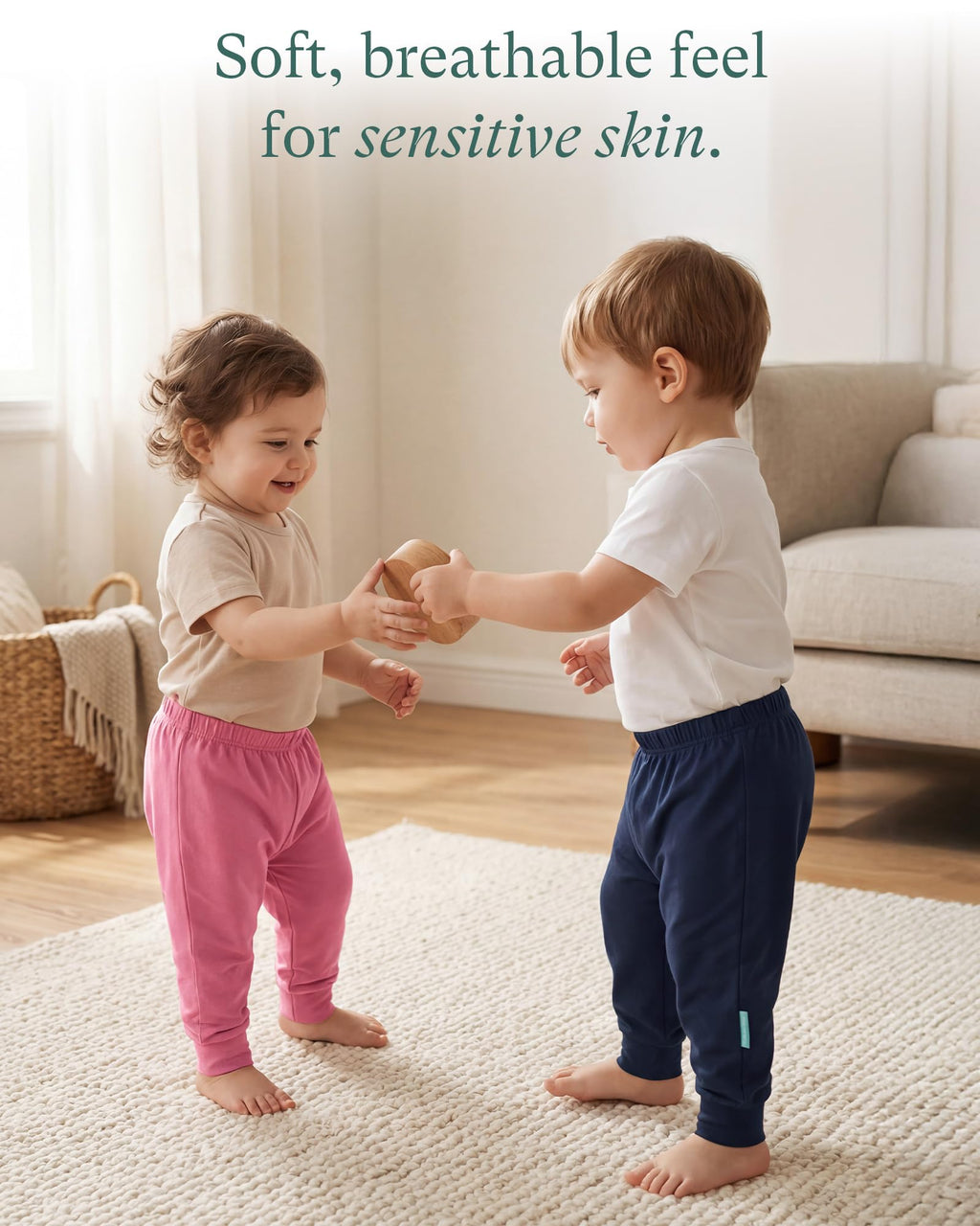 PurComfy Bamboo Viscose Baby Pants, Unisex 0-3 Months, 2-Pack