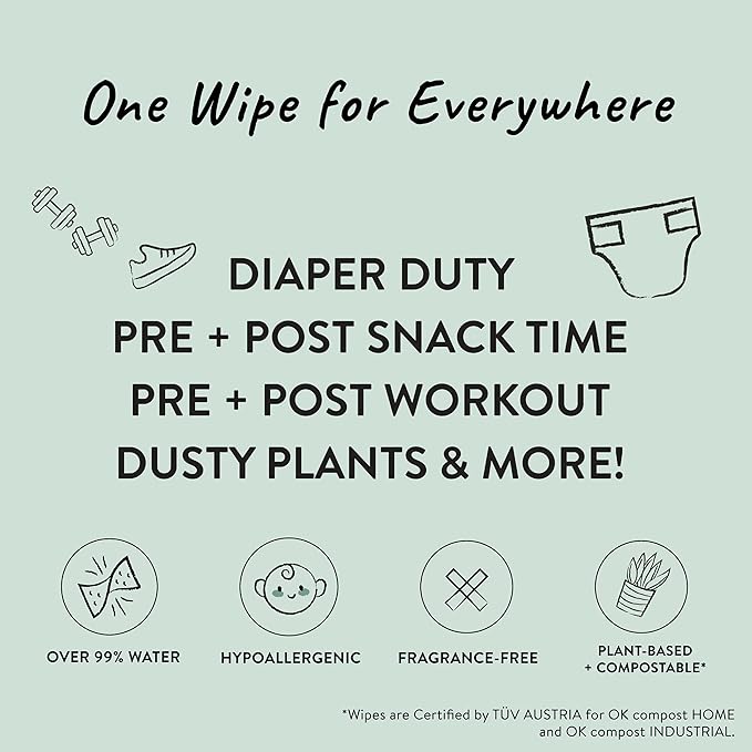 The Honest Company Clean Conscious Multi-Use Wipes Hypoallergenic and Unscented for Sensitive Baby Skin Over 99% Water Compostable Plant Based Baby Wipes Balance Blues 288 Count