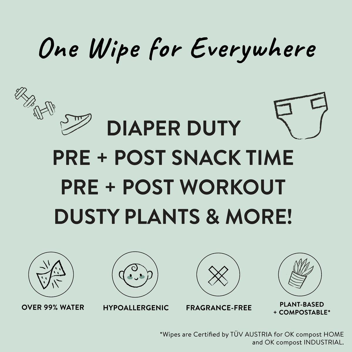 The Honest Company Hypoallergenic Multi-Use Baby Wipes for Sensitive Baby Skin Rainbow 60 Count