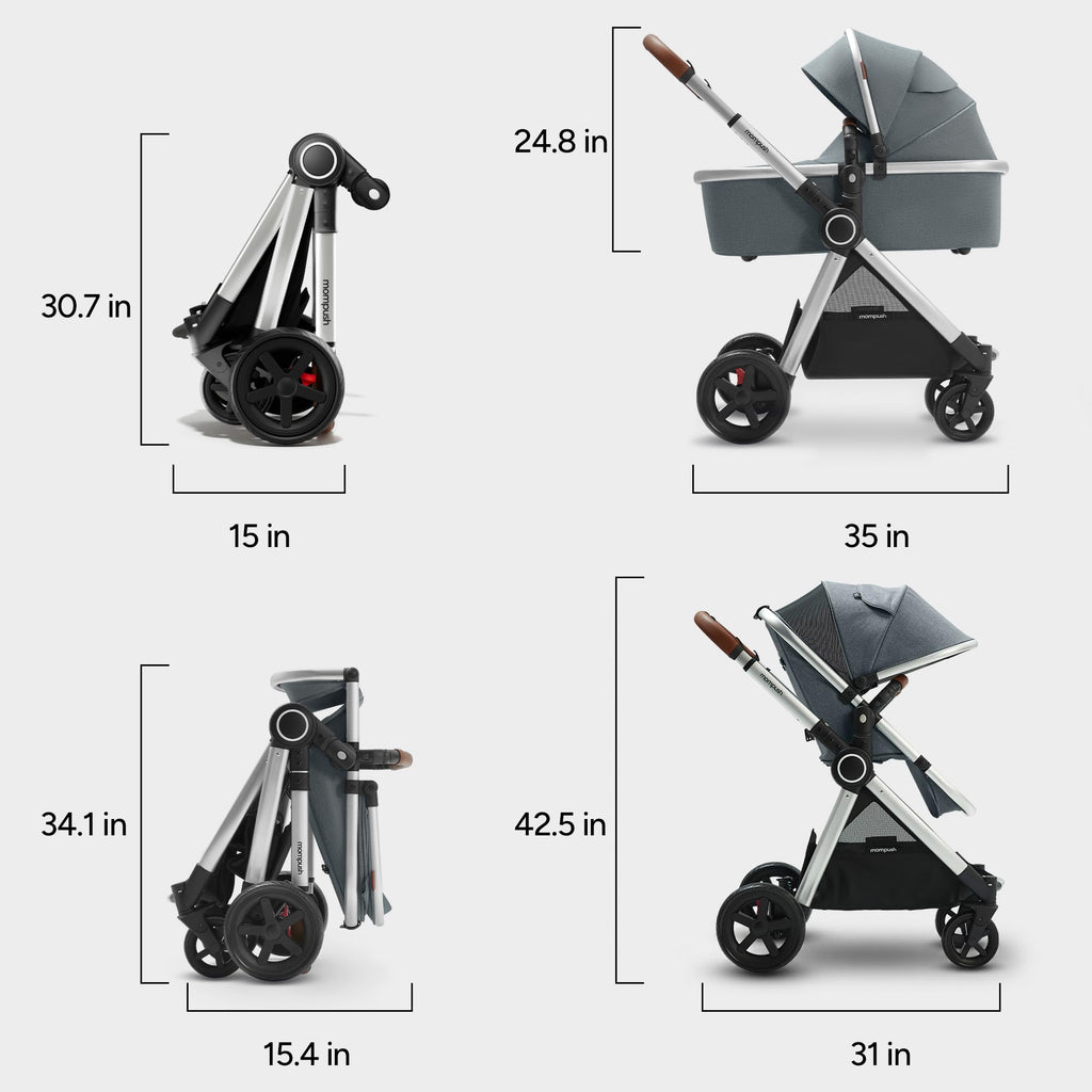 Mompush Ultimate2 Full-Size Stroller with Bassinet, Newborn to Toddler