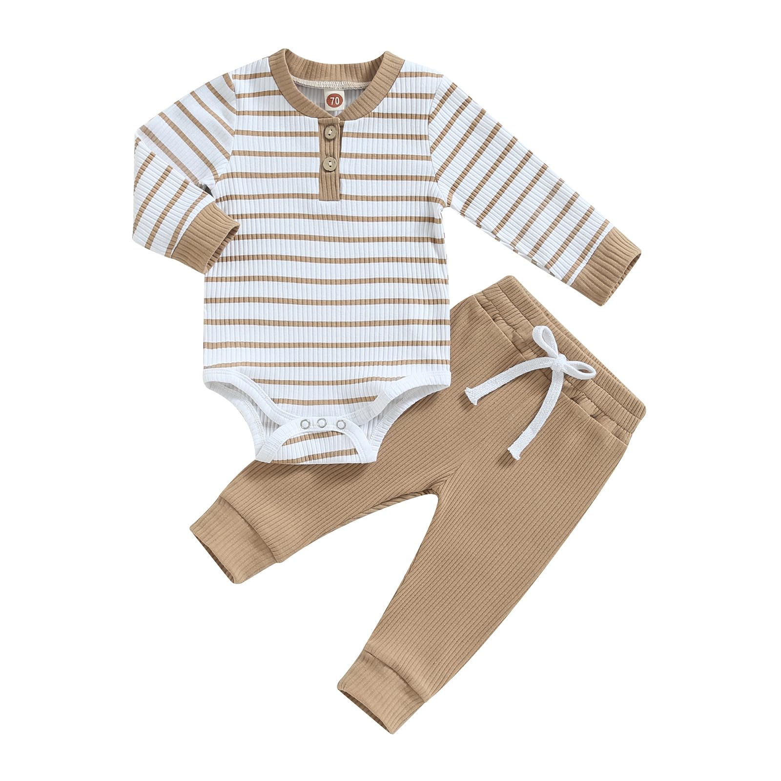 MA&BABY Newborn Baby Boy Clothes Ribbed Knit Long Sleeve Romper Pants Set