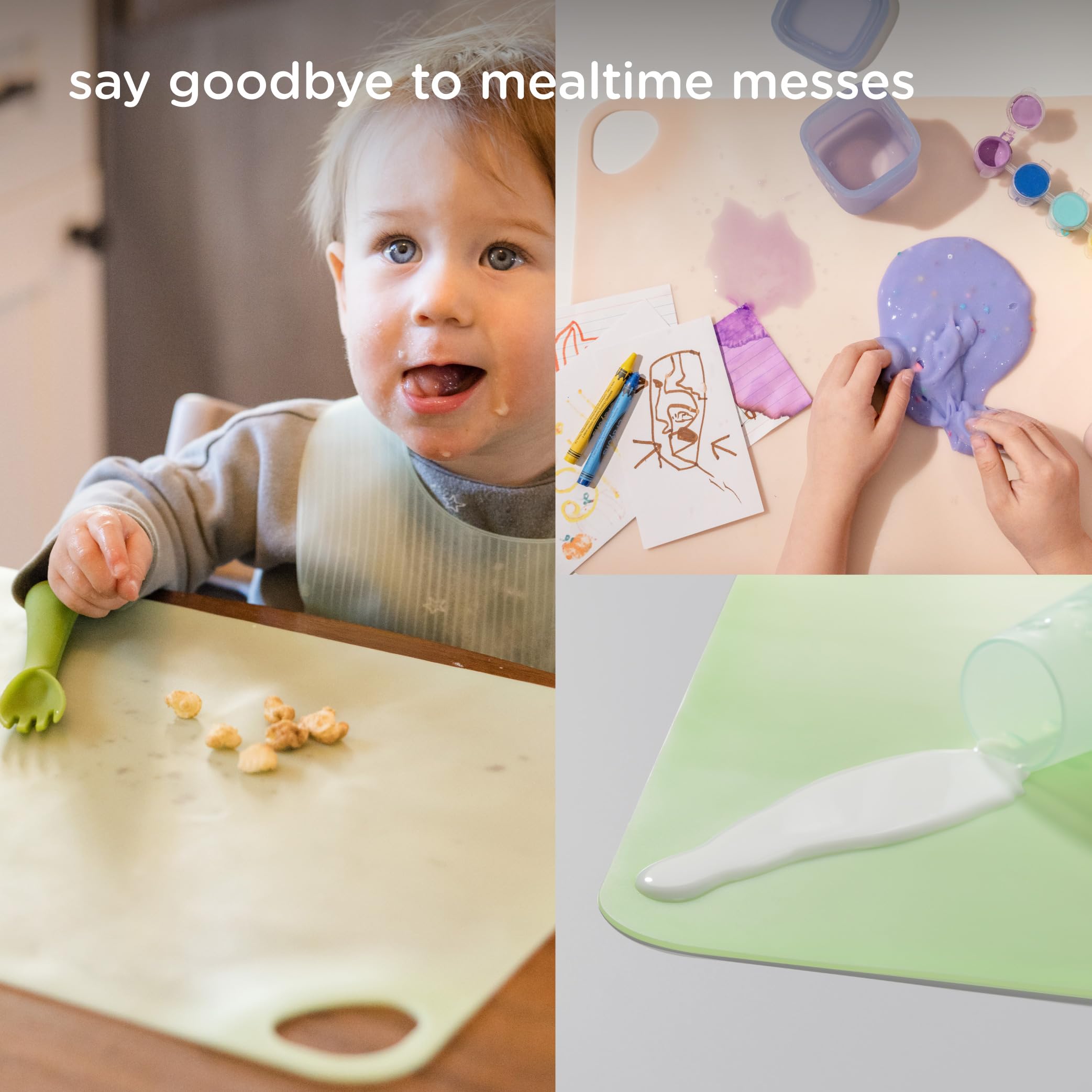 Olababy Fold N Go Silicone Placemat w Travel Case | Dishwasher Safe, BPA Free, Non-Slip, Waterproof | Mini Dining Mat for Infants, Babies, Toddlers and Kids (1, Lilac)