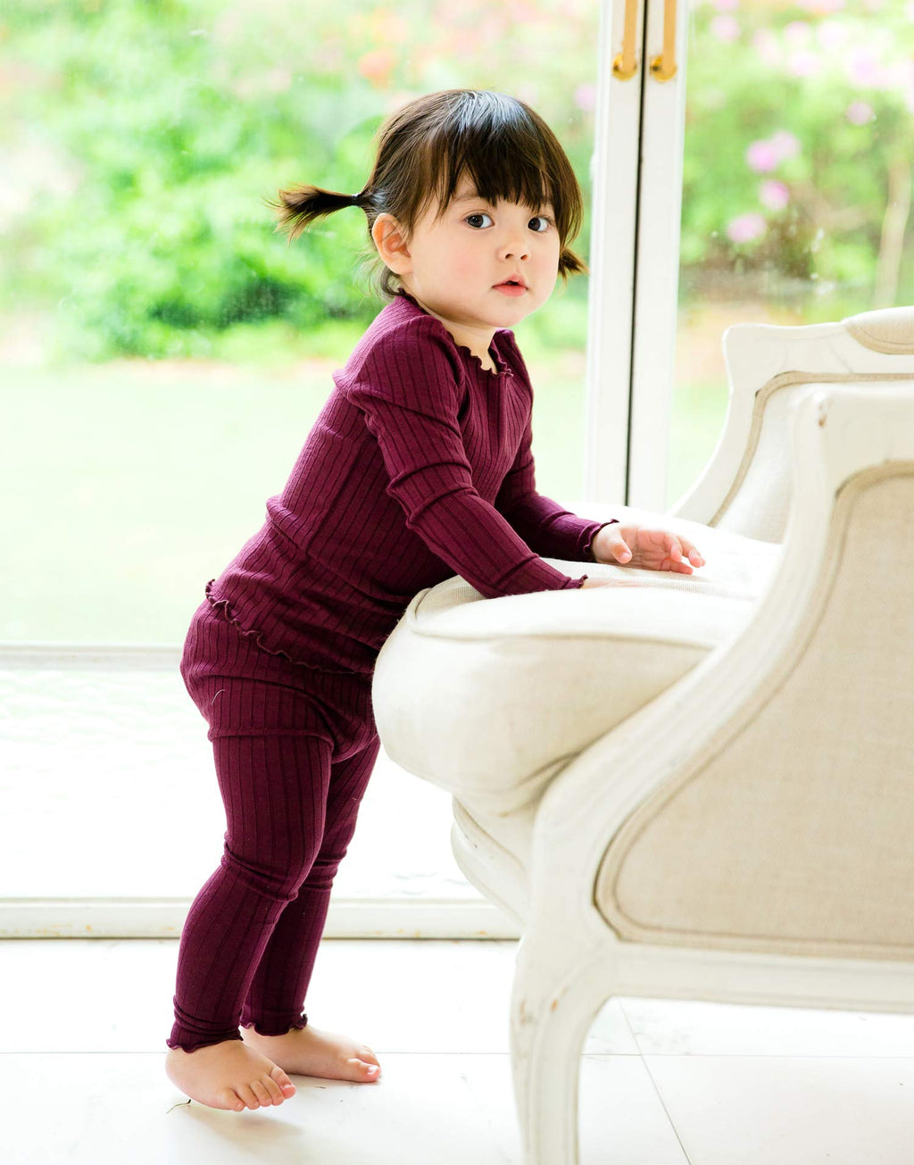 VAENAIT BABY Infant Toddler Kids Girls Long Sleeve Modal Sleepwear Pajamas 2pcs Set Rib Knit Mint XS