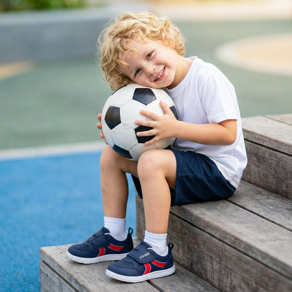 Toddler Shoes Boys Wide Toe Box Barefoot Sneakers Tennis Navy Size T5