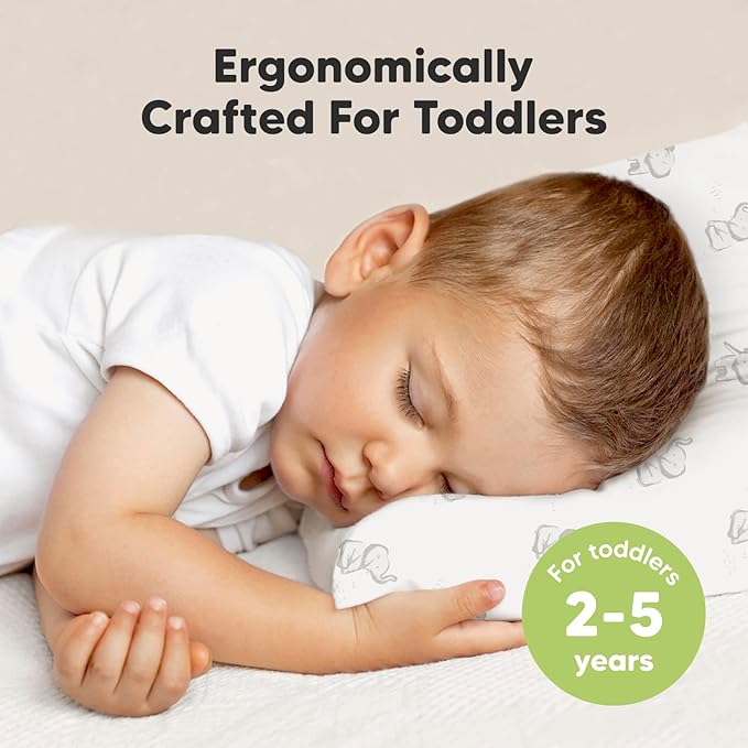 Toddler Pillow with Pillowcase - 13x18 My Little Dreamy Kids Travel Bed Pillows for Sleeping, Organic Cotton Small Pillowcase, Soft & Breathable, Machine Washable, Toddlers 2-5 Years Old (Elly)