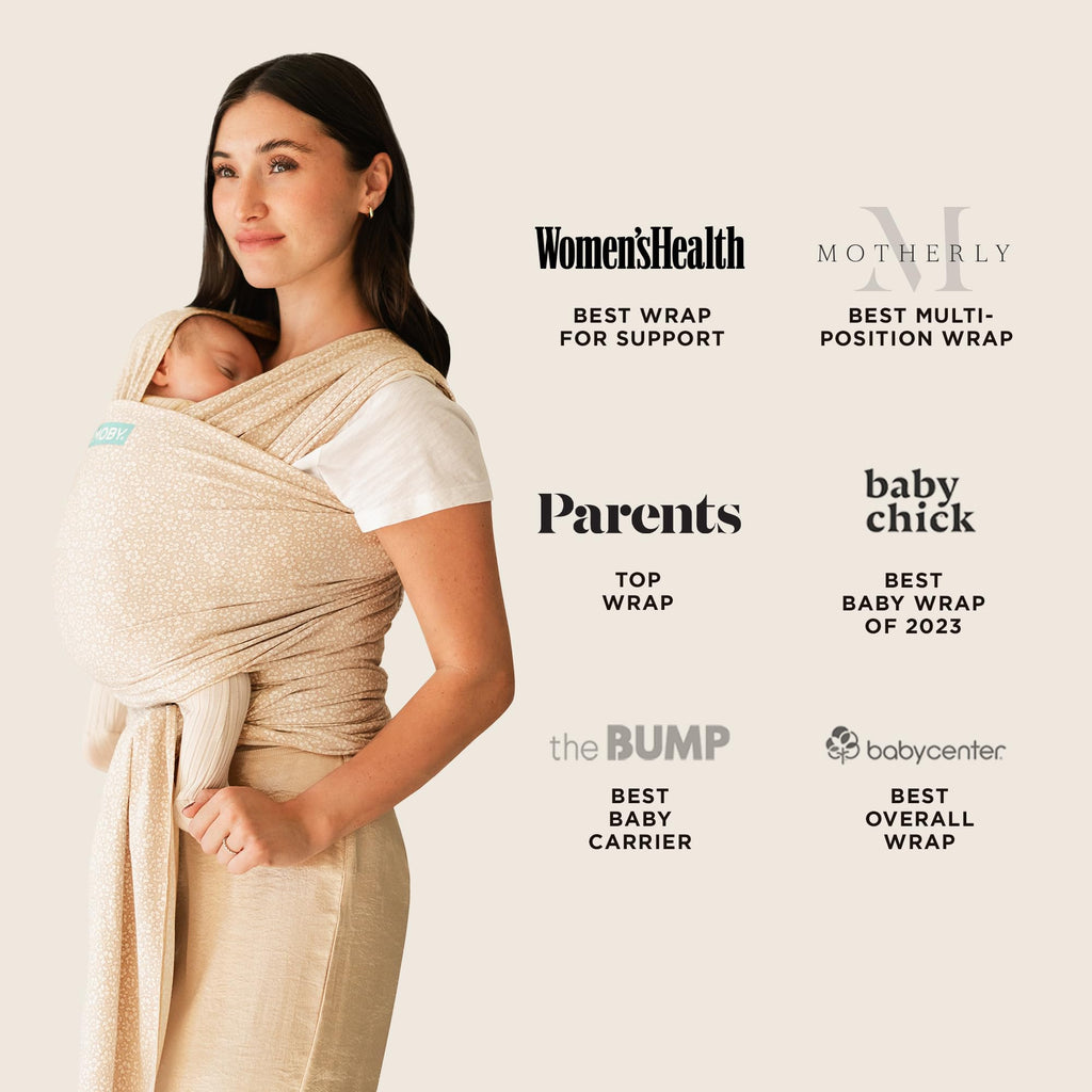 Moby Baby Wrap Carrier Classic for Newborns to Toddlers (8-33lbs), Infant Sling Carrier, Lightweight & Hands Free Design, Adjustable for All Body Types (Costal Blooms)