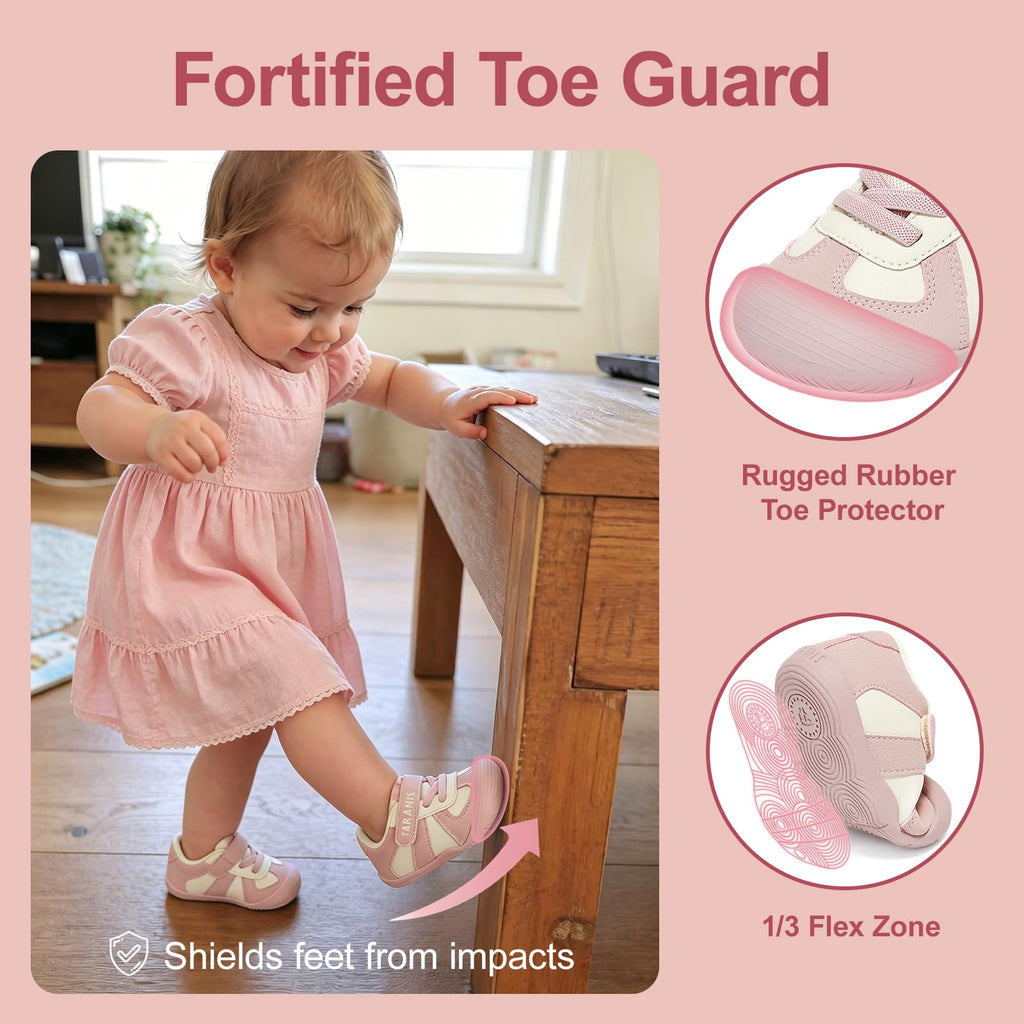 TARANIS Infant/Toddler Shoes Baby Sneaker Boy Girl First Walking Shoes Lightweight Non-Slip Newborn Crib Shoes A Pink19