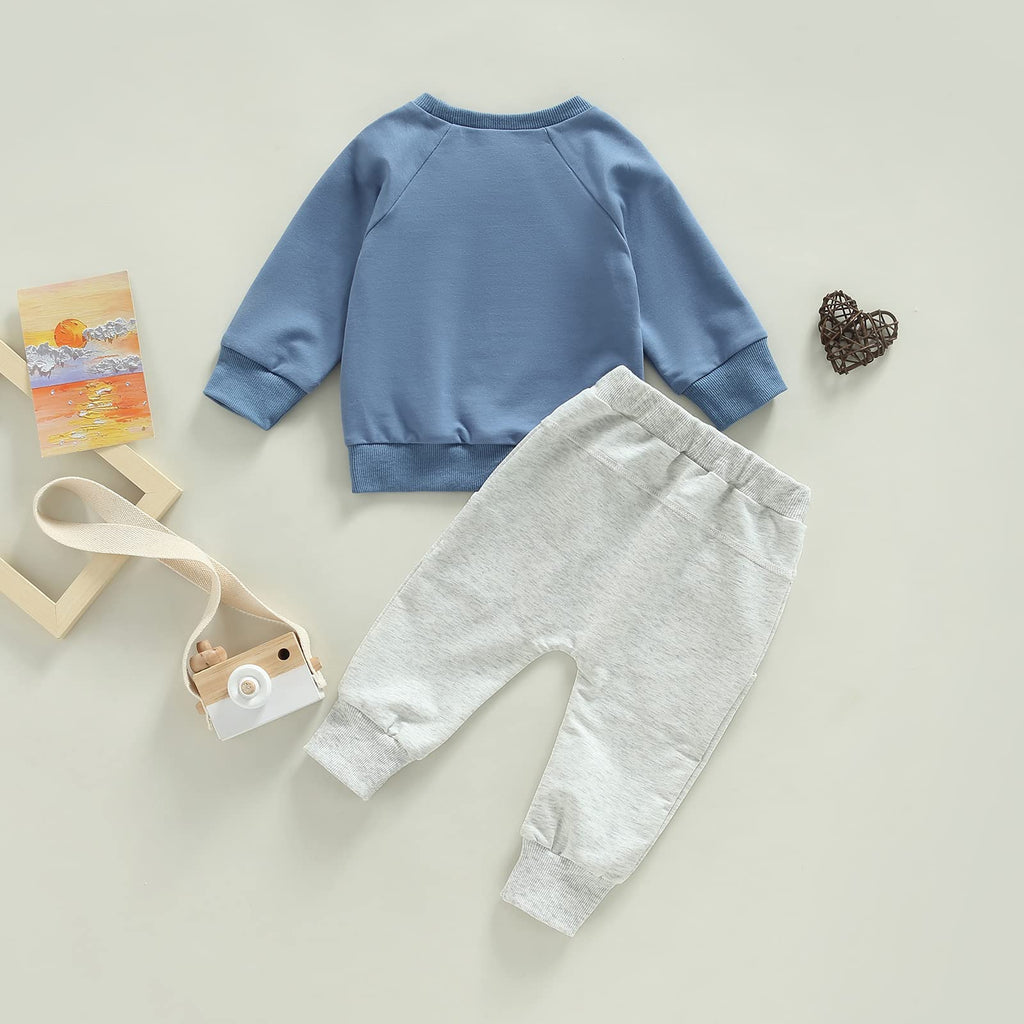 MA&BABY Toddler Baby Boy Clothes Solid Color Sweatshirt Jogger Pants Set