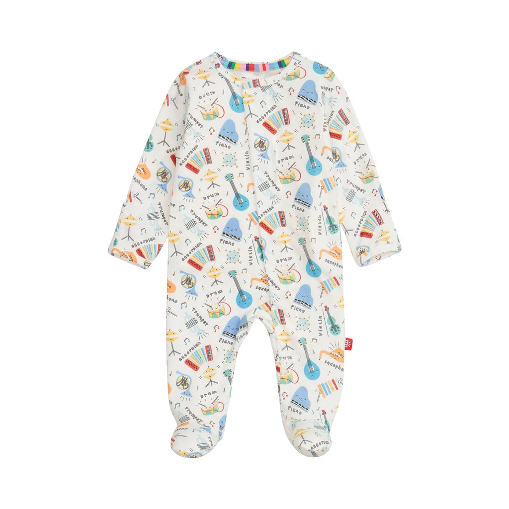 Magnetic Me Girls Modal Magnetic Baby Footie Pajamas | Silky Soft Modal Fabric | Bach & Roll | 12-18 Months
