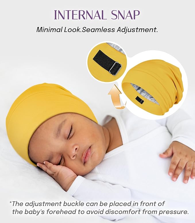 OLESILK Silk Baby Bonnet for 0-6 Months - 100% Mulberry Silk Toddler Hair Bonnet, Adjustable Night Cap for Sleeping