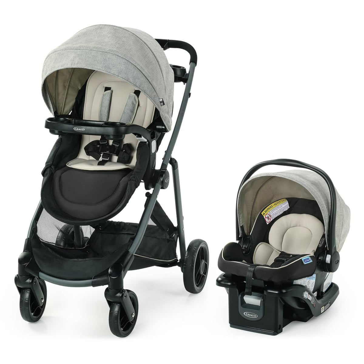 Graco Modes Element LX Travel System, 3-in-1 Carseat and Stroller Combo, Includes: SnugRide Lite LX Car Seat and Baby Stroller, 3 Modes - Infant Car Seat Carrier, Pramette, Toddler Stroller, Redmond