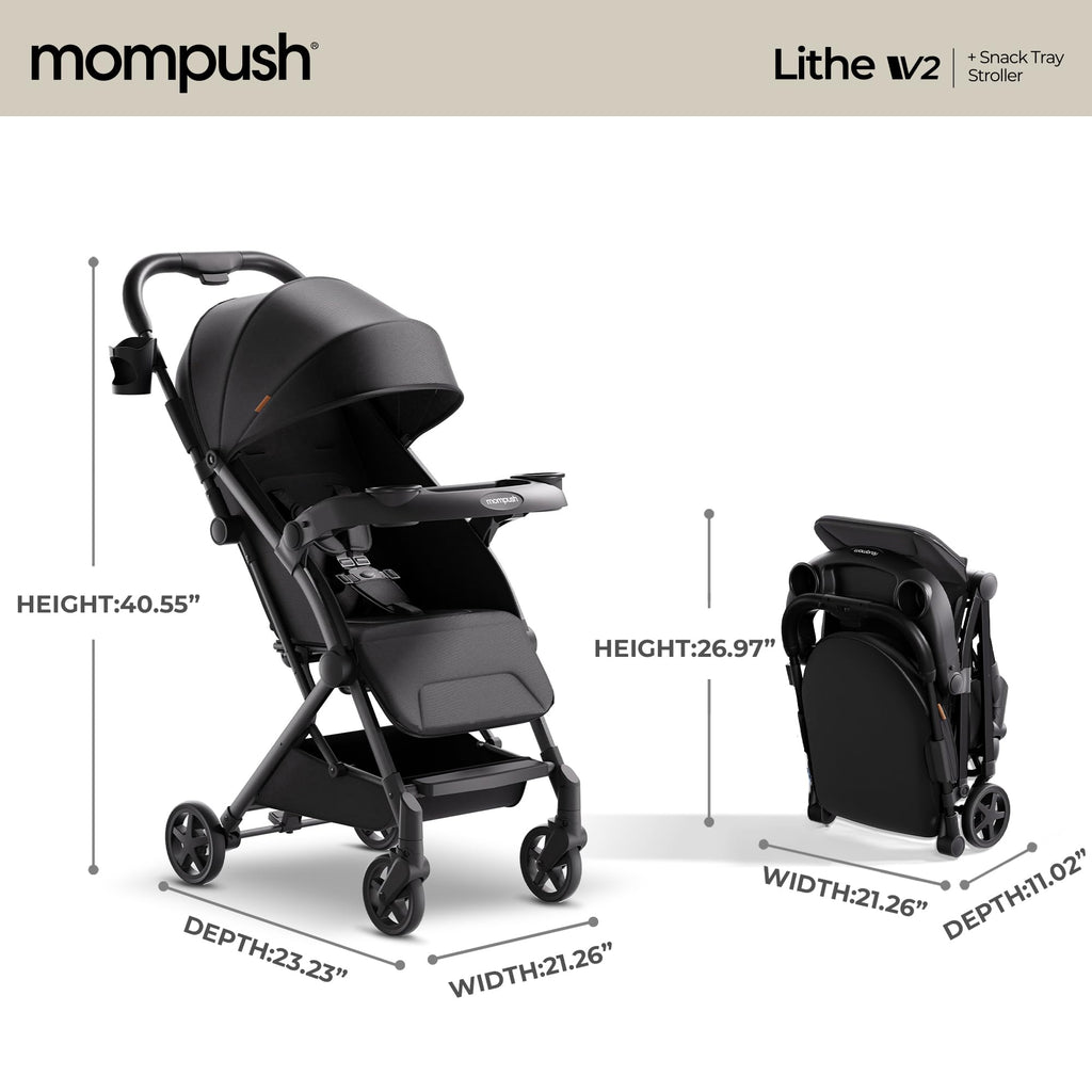 Mompush Lithe V2 Lightweight Travel Stroller with Organizer Included