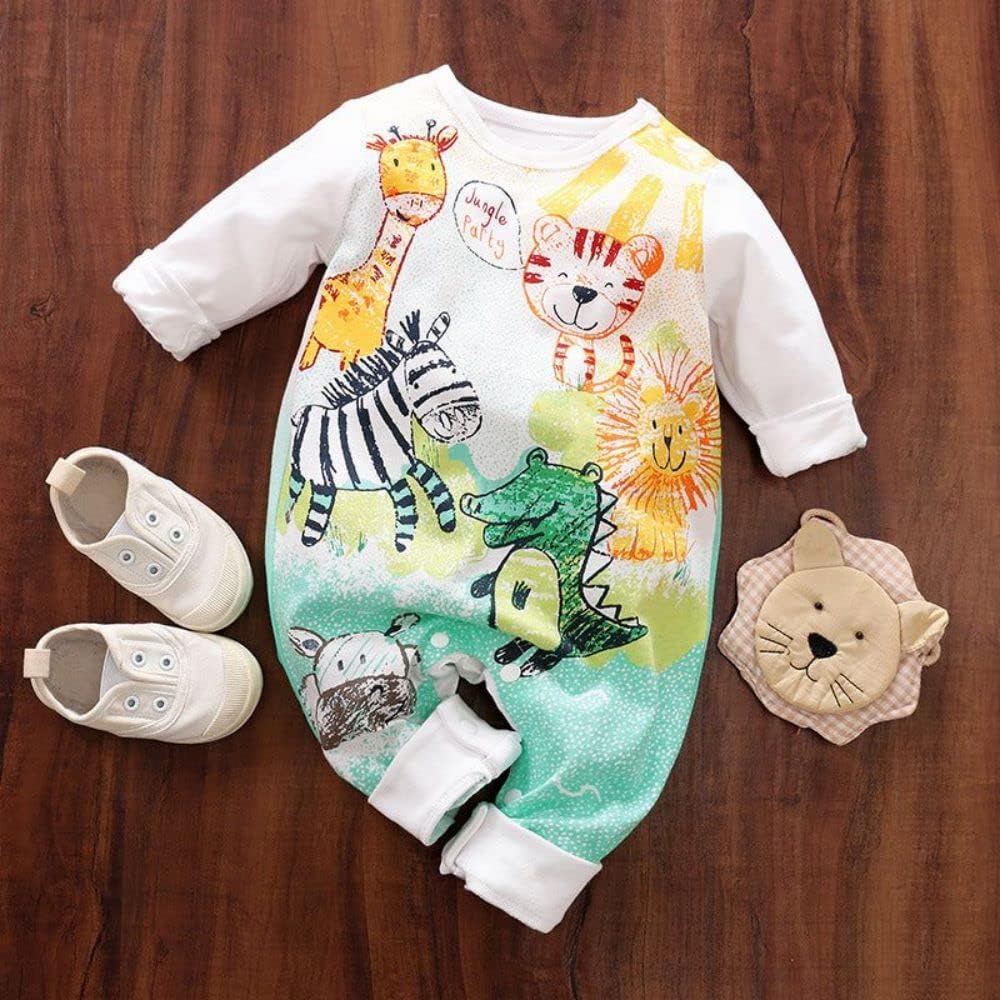 Aoswep - Lively Colored Pencil Animals Printed Baby Jumpsuit Baby girl bodysuit (6-9 Months)