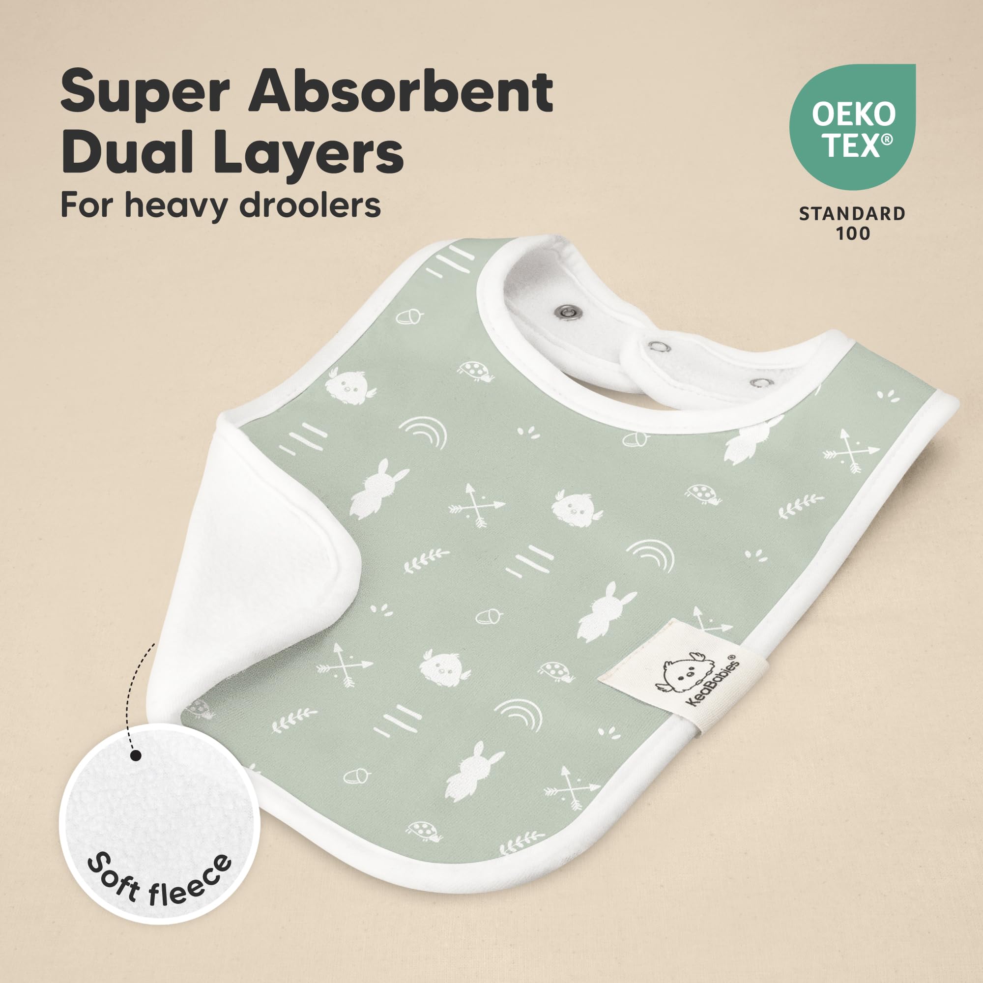 KeaBabies 8-Pack Organic Baby Bibs for Boys, Girls Drool Bibs (Nordic)