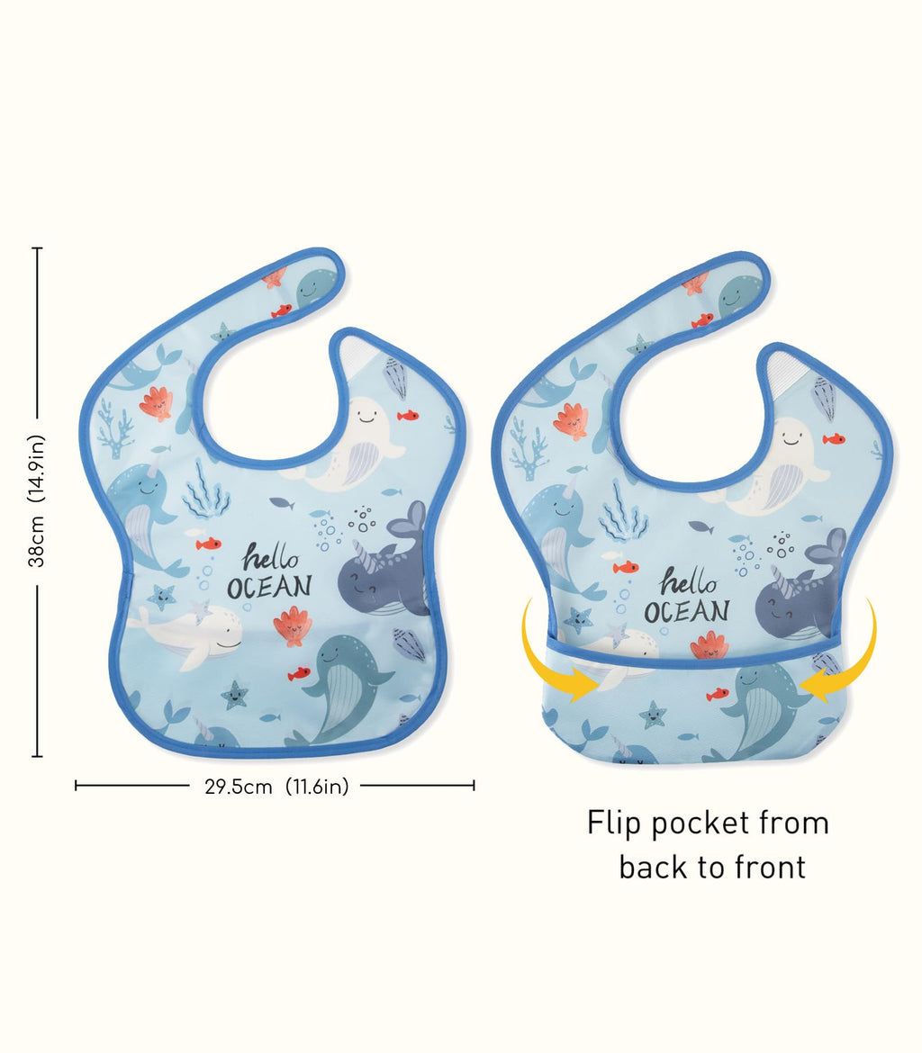 CIVARUA KIDS 3 Pack Waterproof Baby Bibs for Eating, Mess Proof Feeding Bib