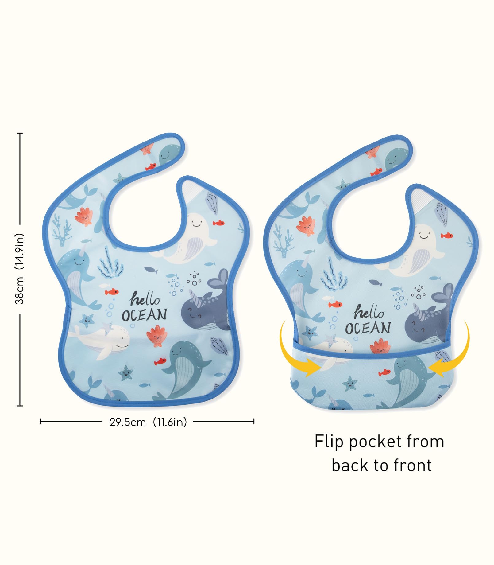 CIVARUA KIDS 3 Pack Waterproof Baby Bibs for Eating, Mess Proof Feeding Bib