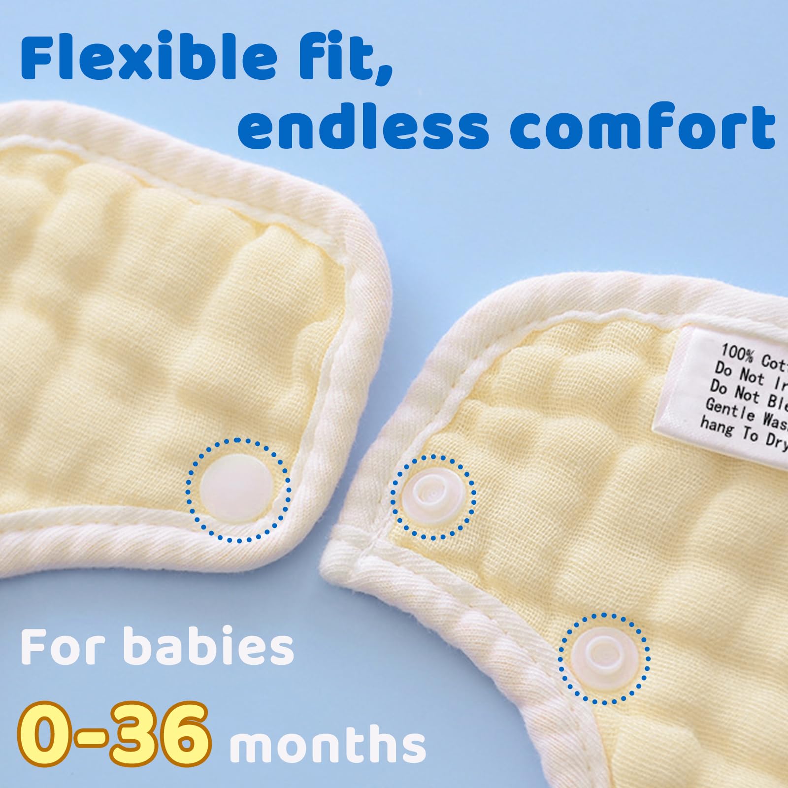 EllieHouse Baby Bibs for Girls Boys 10Pack Muslin Drool Teeth Drooling Teething Bibs Muslin Cotton for Infant Toddler Yellow White