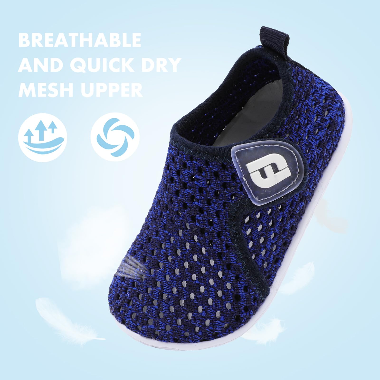 Baby Water Shoes Barefoot Aqua Swim Shoe for Beach Sandals Indoor Outdoor Activity Lightweight Mesh BlackBlue 0-6 Months Infant