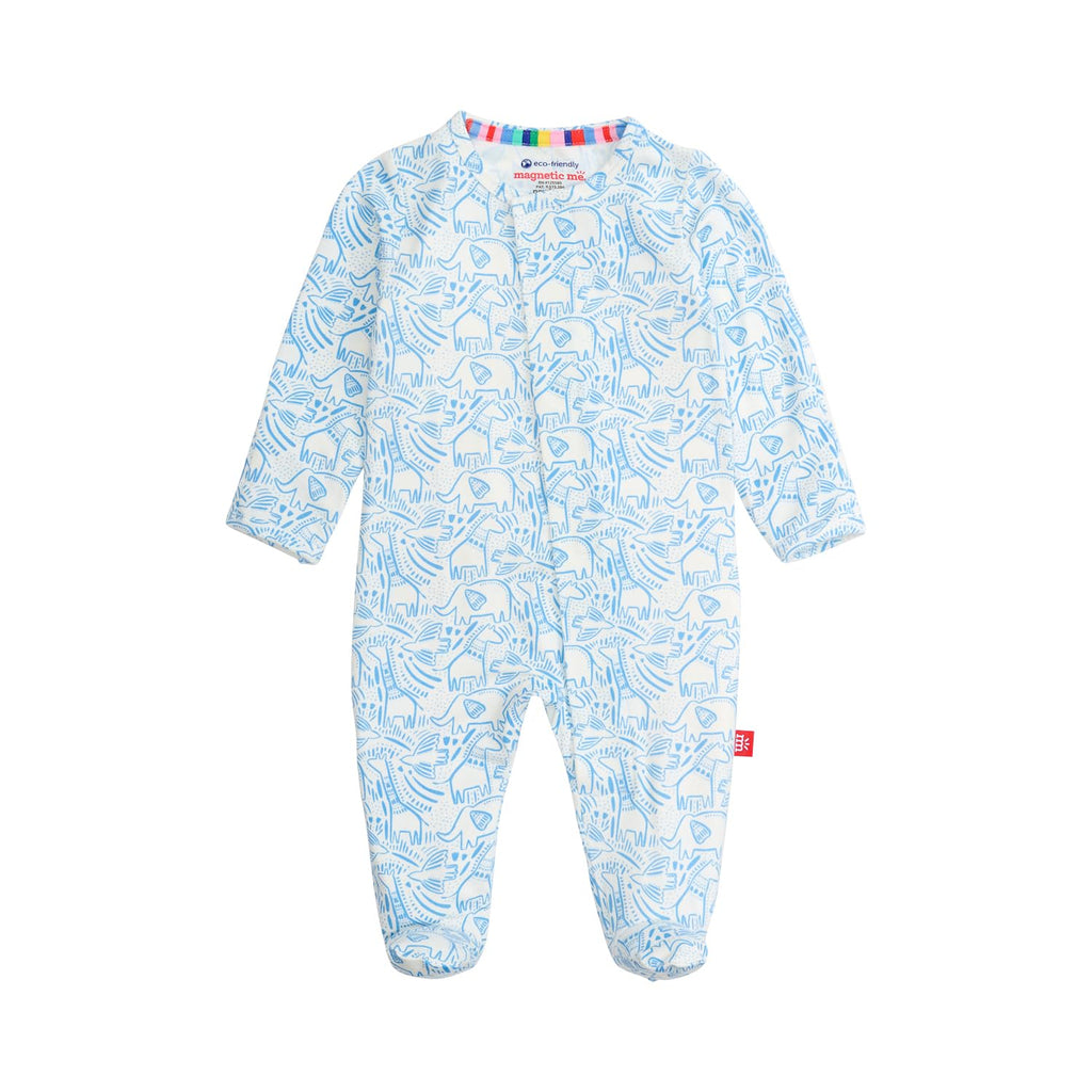 Magnetic Me Boys Modal Magnetic Baby Footie Pajamas | Silky Soft Modal Fabric | Blue Herds of a Feather | 6-9 Months