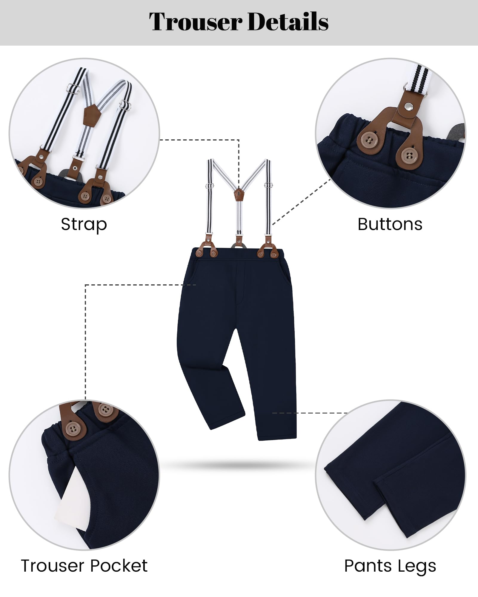 nilikastta Boys Outfits Gentleman Wedding Outfits Green Dress Shirt With Bowtie/Suspender Pants for School Play 18-24 Months