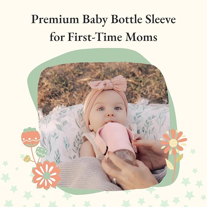 Baby Bottle Sleeve for Self-Feeding - Neoprene Baby Bottle Cover for Infants & Toddlers - BPA-Free, Adjustable Velcro Fit - for Ages 5 to 18 Months - Machine Washable (Pebble Grey)