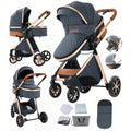 Doraystar 2 in 1 Baby Stroller with Bassinet Mode, Reversible Infant Pram, One-Click Folding, Newborn Travel Stroller, Convertible Toddler Standard Pram Carriage (X2US-Blue)
