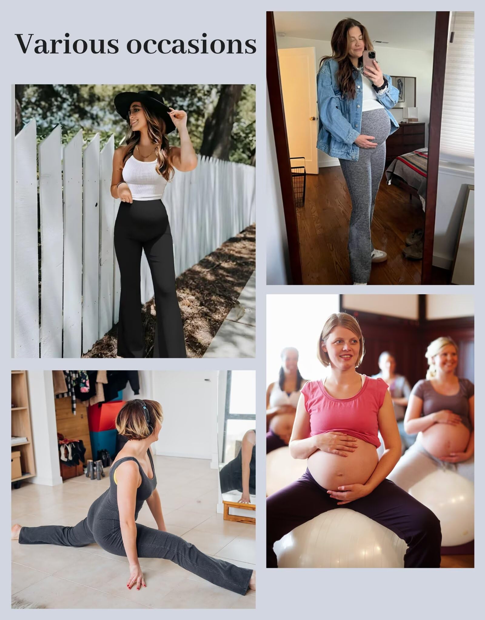 Fotociti Maternity Flare Leggings with Pockets, Women Pregnancy Yoga Pants
