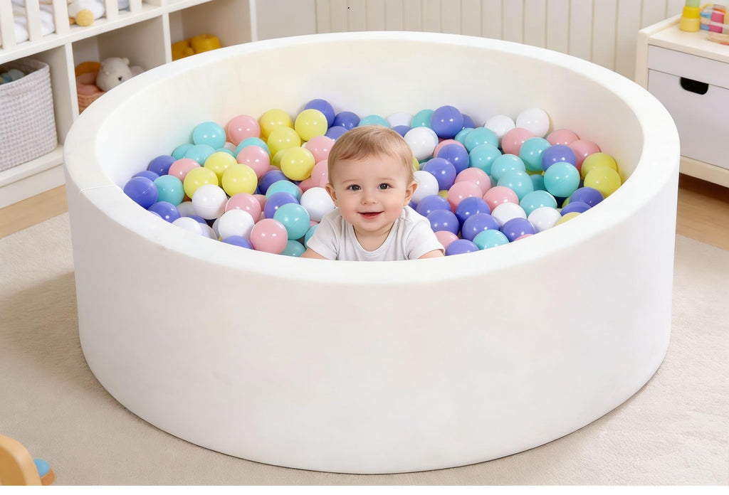 Baby Foam Ball Pit, 35.4"x 11.8" Ball Pits for Toddlers White