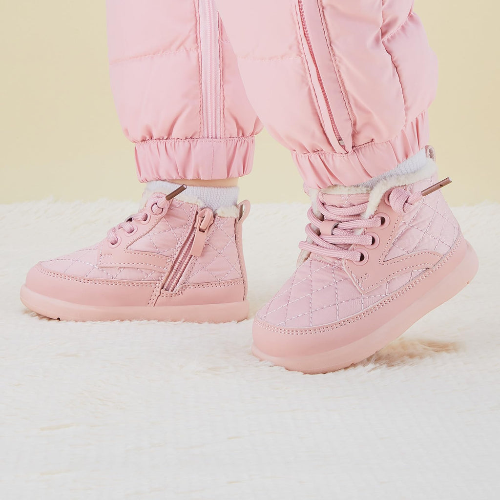 BMCiTYBM Baby Snow Boots Boy Girl Waterproof Infant Winter Warm Booties Nonslip Lightweight Outdoor Shoes for First Walkers Pink Size 12-18 Months Infant