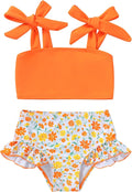 YOUNGER TREE Toddler Girls Two Pieces Swimsuit Color Block Stripe Swimwear Summer Beach Bathing Suit 18M-5T