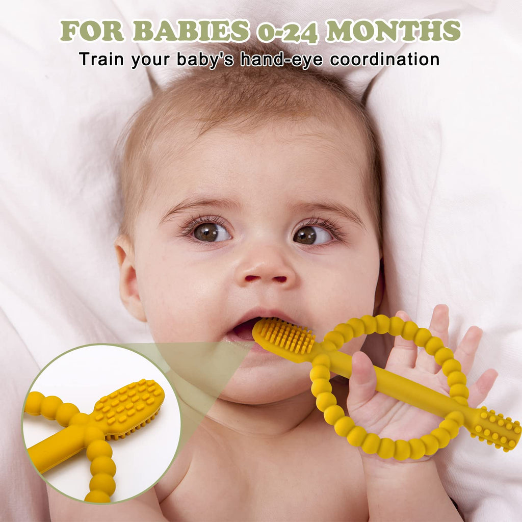 MISSLILI Baby Teething Toys with Easy-Hold Handle, Infant Toothbrush