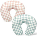 FEBSNOW 2 Pack Baby Nursing Pillow Cover, Stretchy Soft Cotton Nursing Cover for Breastfeeding Pillow Removable Comfortable Baby Feeding Slipcovers for Boy Girl, Checkerboard