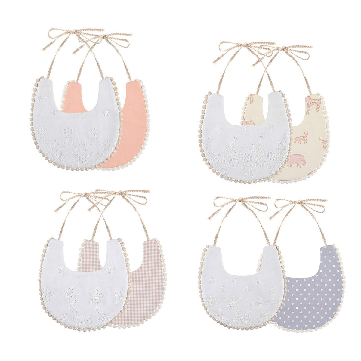 GZMM Baby Bib For Girls,Reversible Waterproof Handmade Natural Cotton Baby Drool Bib 0-12 months 4 Pack (floral mult-7, 0-12)