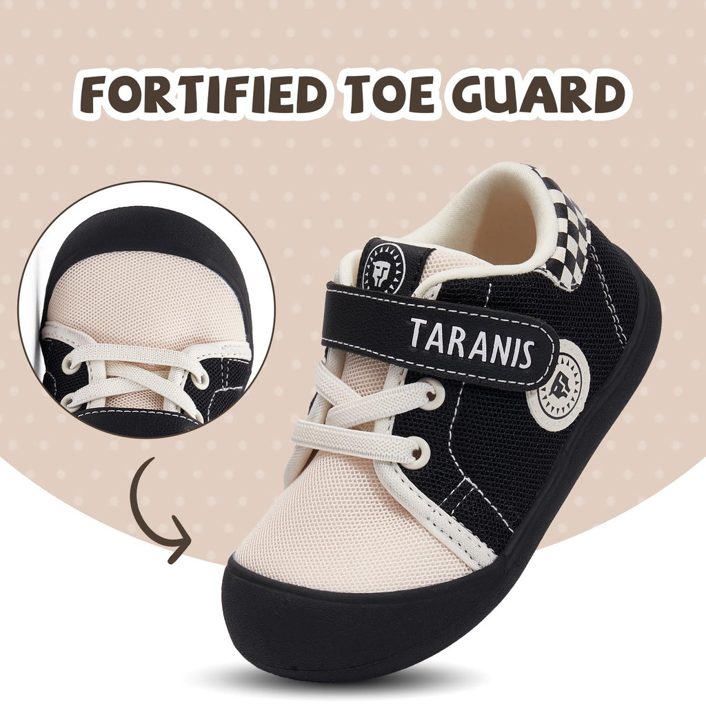 TARANIS Toddler Shoes Boys Girls Infant Sneakers Non-Slip Rubber Sole Baby Crib First Walker Shoes B Black20