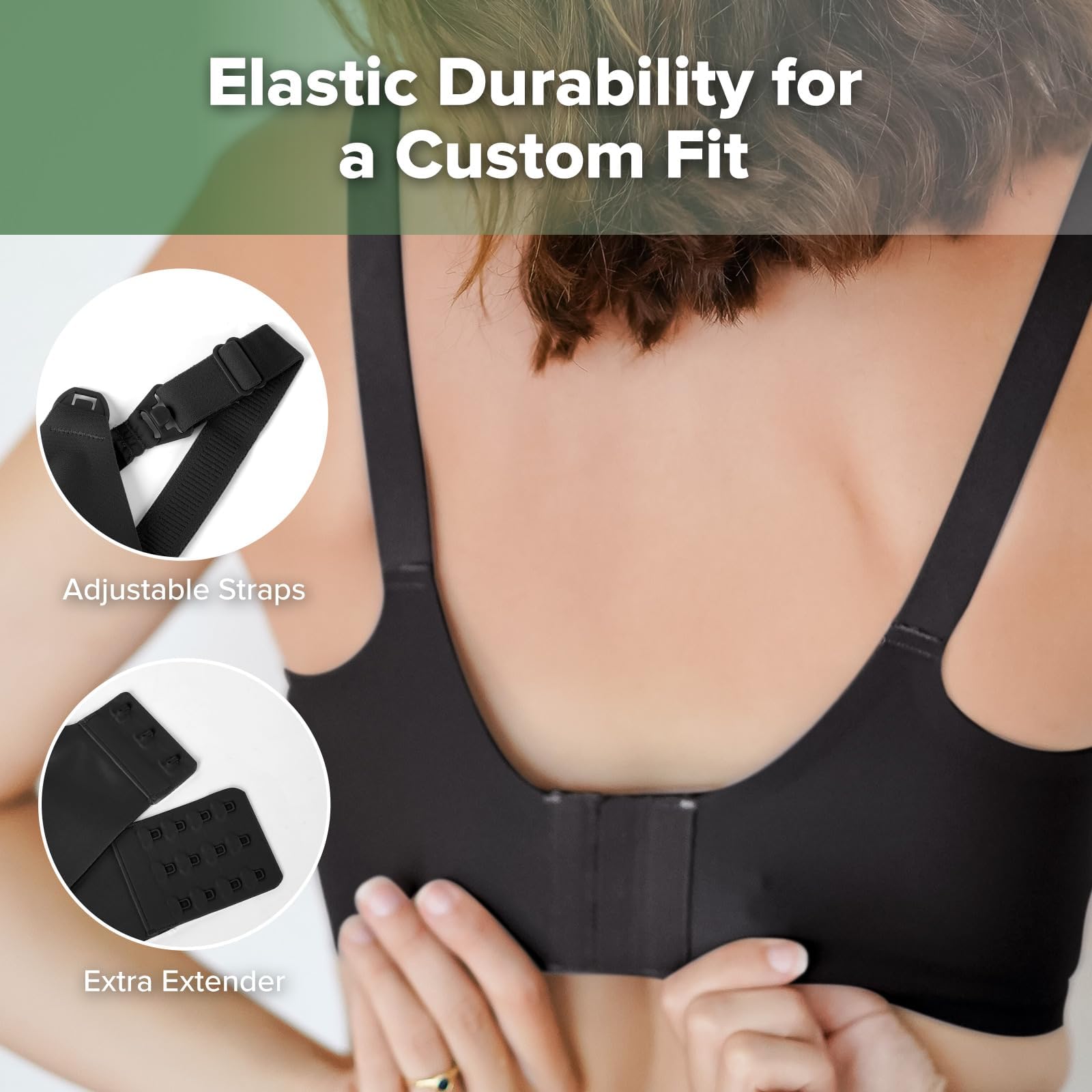 haakaa Nursing Bras for Breastfeeding, Ultra Comfort Jelly Strip“ Supportive Maternity Bras Wireless Pregnancy Bras (Black, XL)