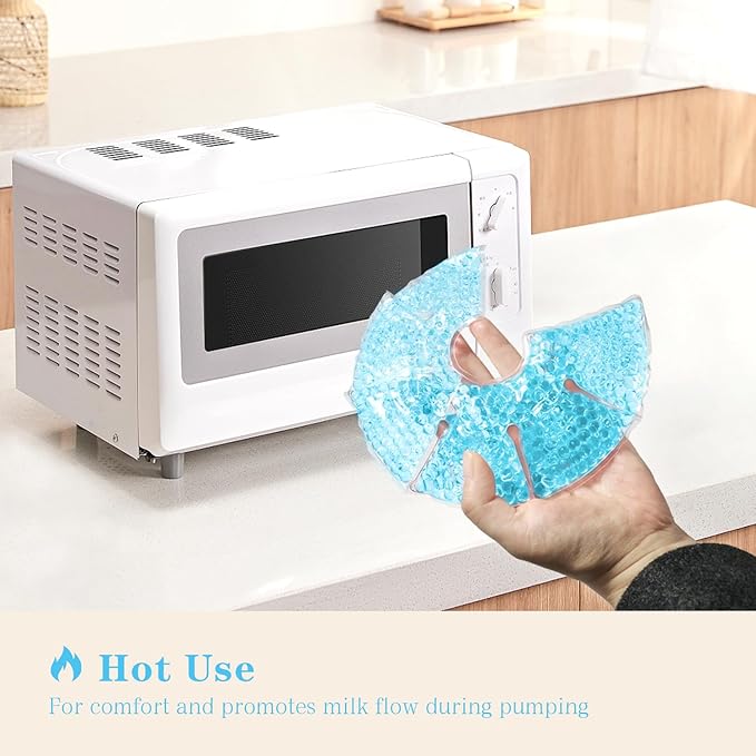 Hot/Cold Breast Gel Bead Ice Packs Breast Cooling/Heat Pads Relief for Breastfeeding, Nursing Pain, Mastitis, Engorgement, Swelling, Plugged Ducts | Boost Milk Let-Down & Production,2 Pack (Blue)